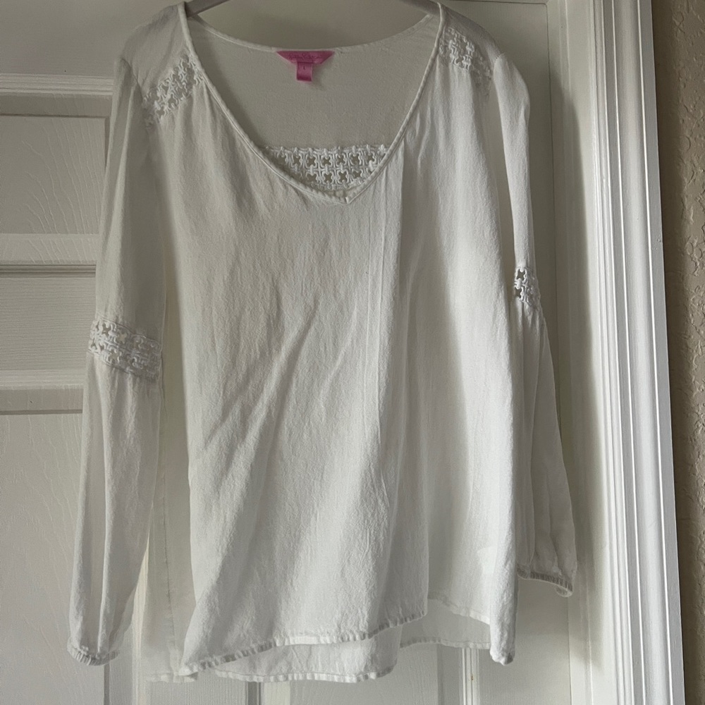 Lilly Pulitzer White Shirt Size L* GUC